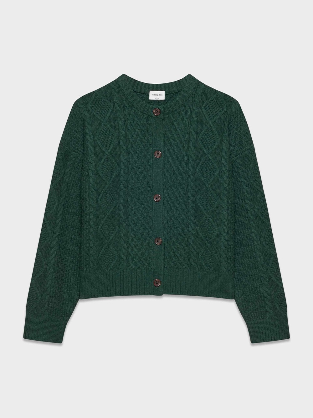 Aritzia Dark Green Cable Knit Button Cardigan